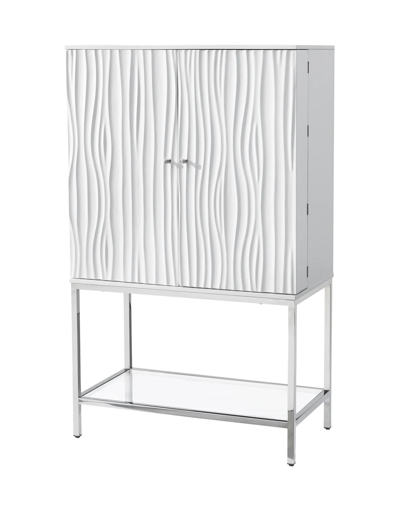 MIRABELLE WHITE COASTAL 2 DOOR WINE BAR CABINET