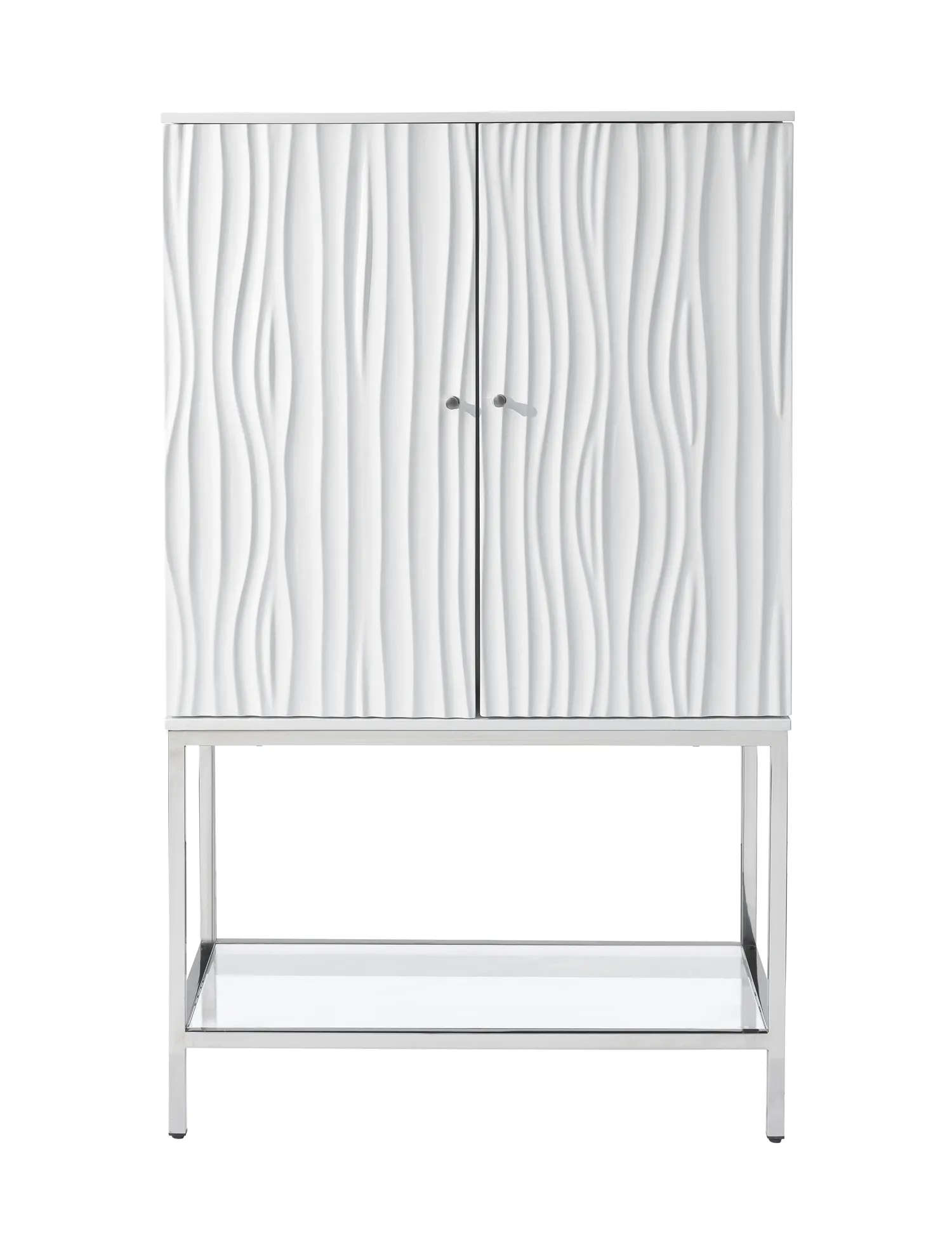 MIRABELLE WHITE COASTAL 2 DOOR WINE BAR CABINET