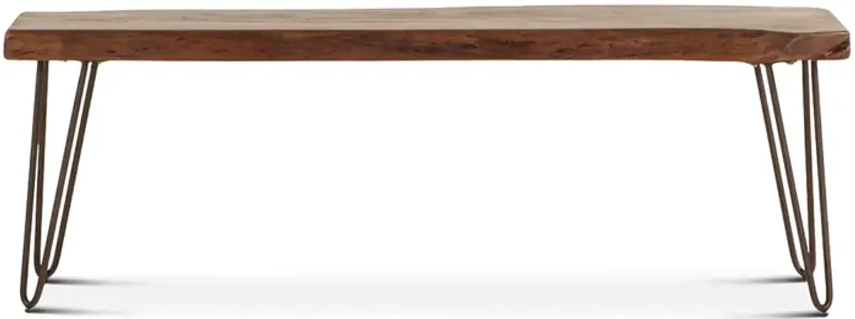 Home Trends Design Vail 54-Inch Acacia Wood Live Edge Dining Bench in Walnut Finish