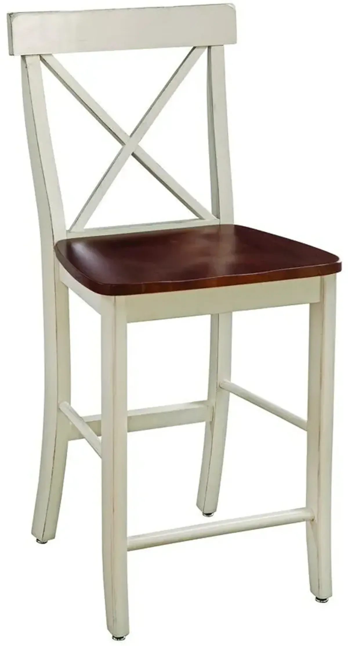 John Thomas Dining Essentials X-Back Wood Stool in Almond & Espresso