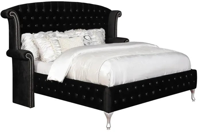 DEANNA EASTERN KING BED BLACK/METALLIC