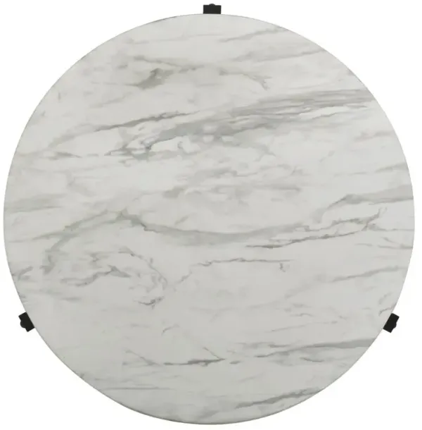 Coaster Tandi Round Faux Marble Side End Table White & Black