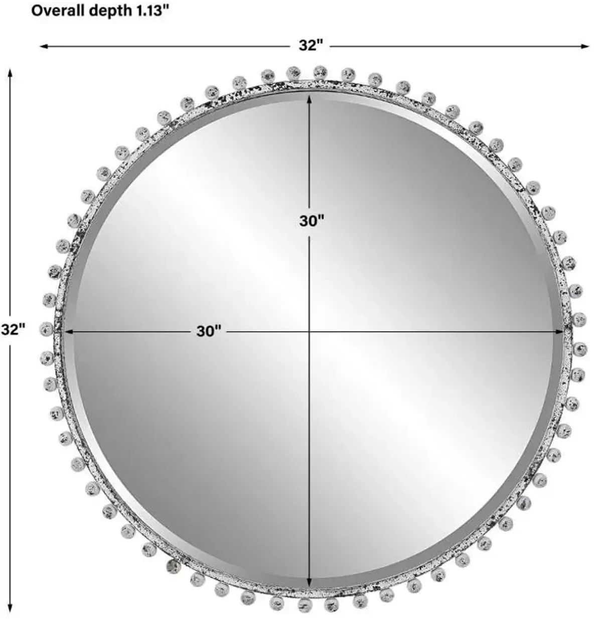 Uttermost Taza Aged White Round Mirror