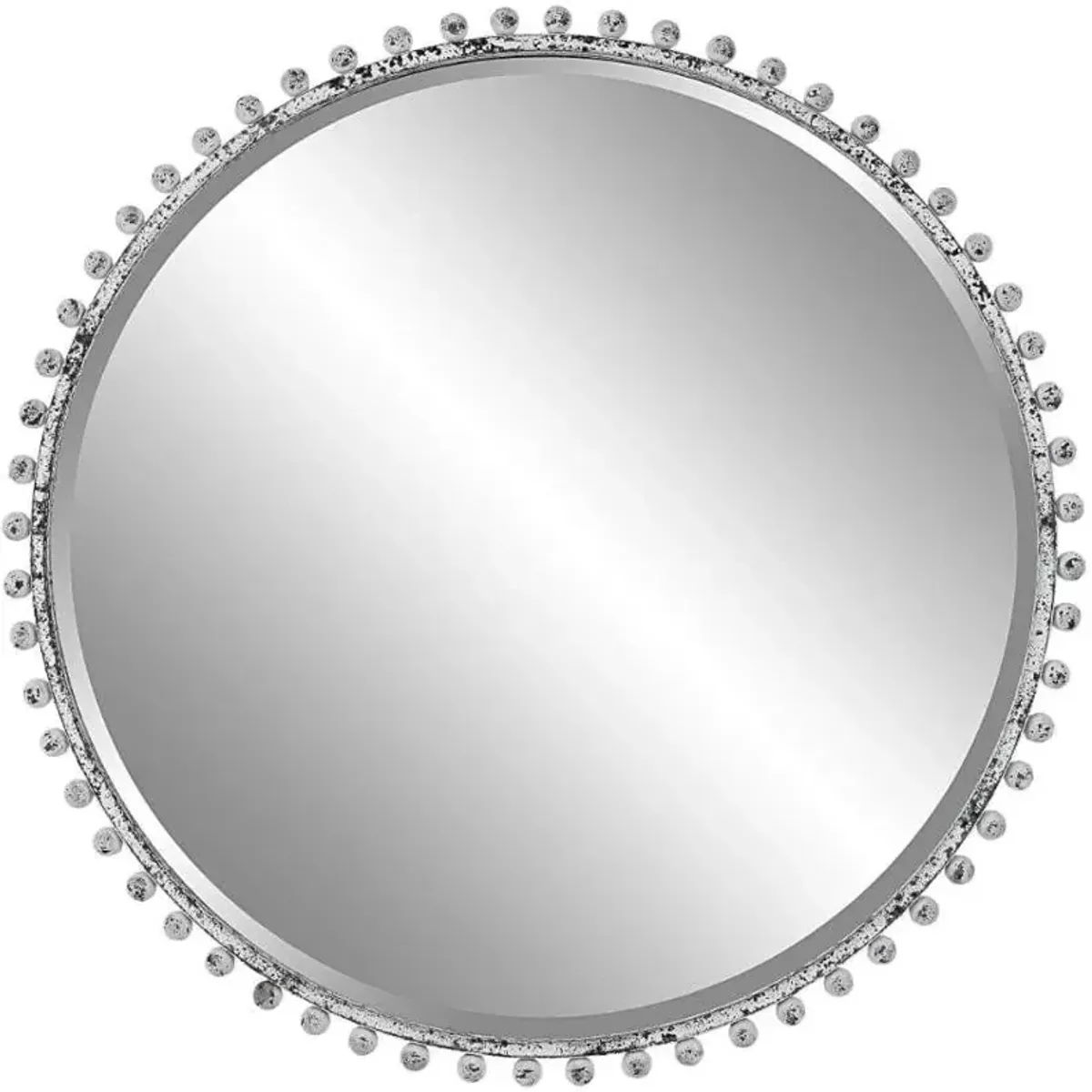 Uttermost Taza Aged White Round Mirror