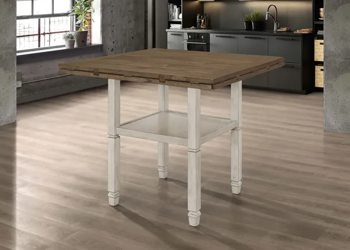 Coaster Sarasota 60 Inch Extension Counter Dining Table Rustic Cream