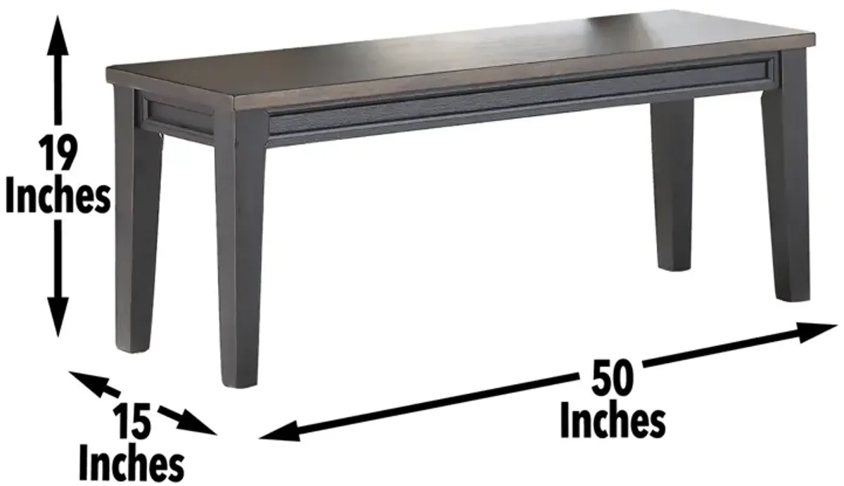 Steve Silver Raven Noir Driftwood Two-Tone Bench In Ebony