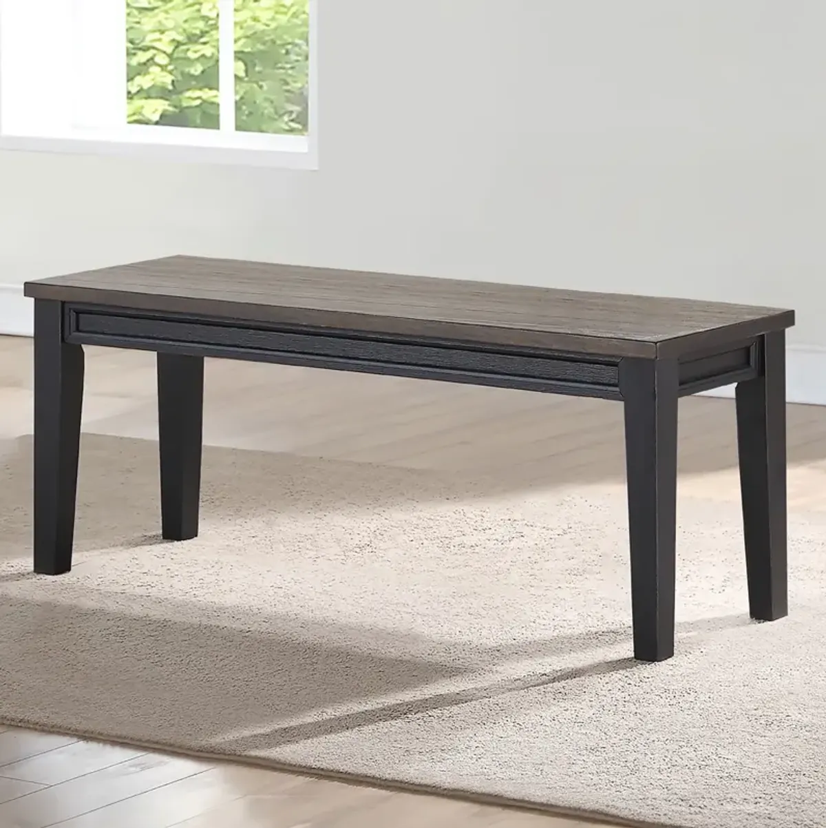 Steve Silver Raven Noir Driftwood Two-Tone Bench In Ebony