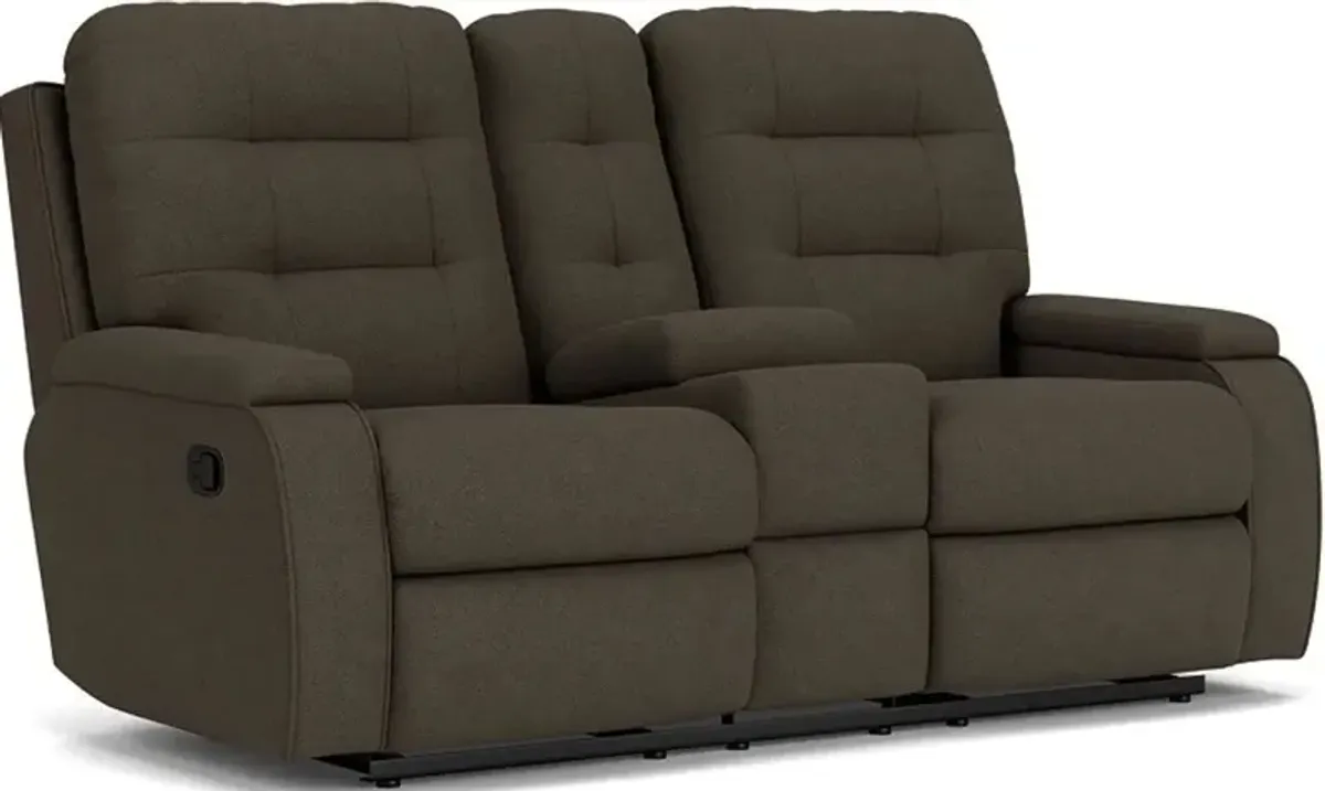 Flexsteel Kerrie Pewter Reclining Loveseat with Console