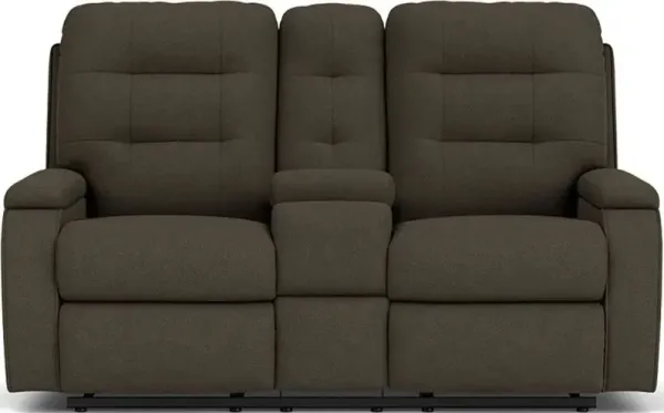 Flexsteel Kerrie Pewter Reclining Loveseat with Console