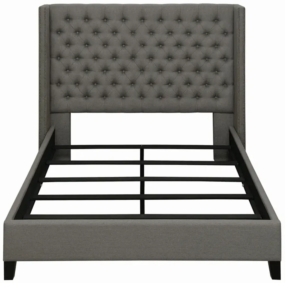 Coaster Bancroft Upholstered Queen Wingback Bed Grey