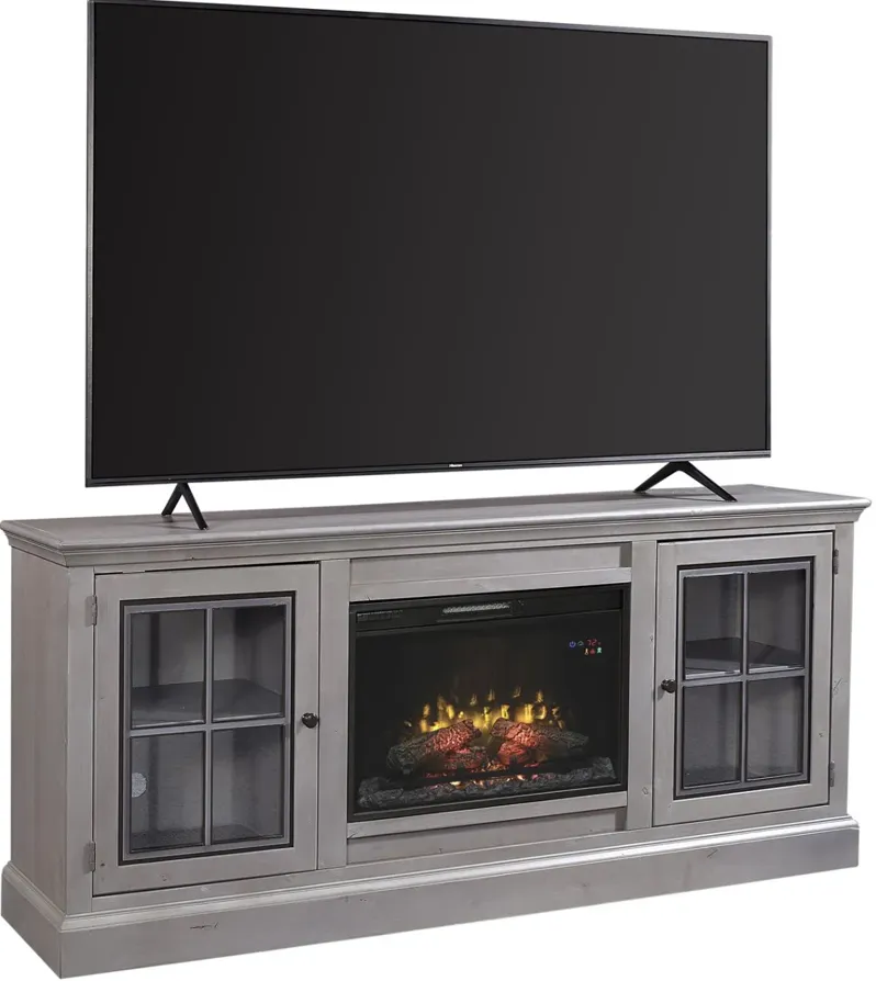 CHURCHILL SMOKEY GREY 76 INCH FIREPLACE TV STAND CONSOLE