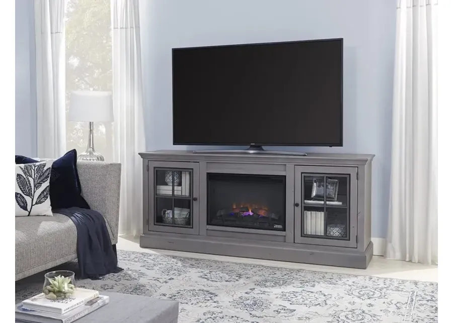 CHURCHILL SMOKEY GREY 76 INCH FIREPLACE TV STAND CONSOLE