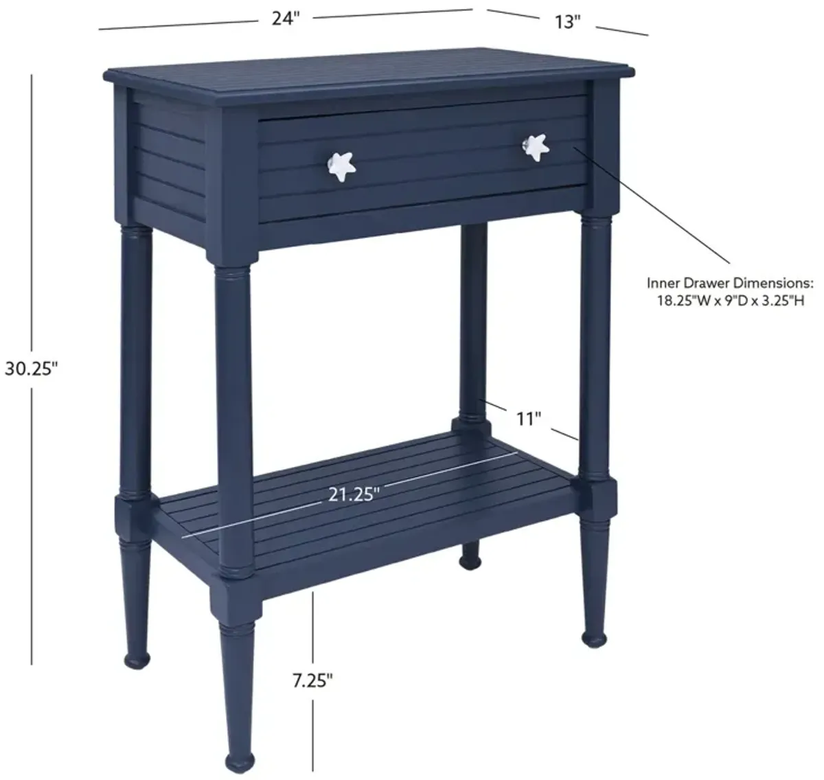 Linon Seaboard Accent Table Navy