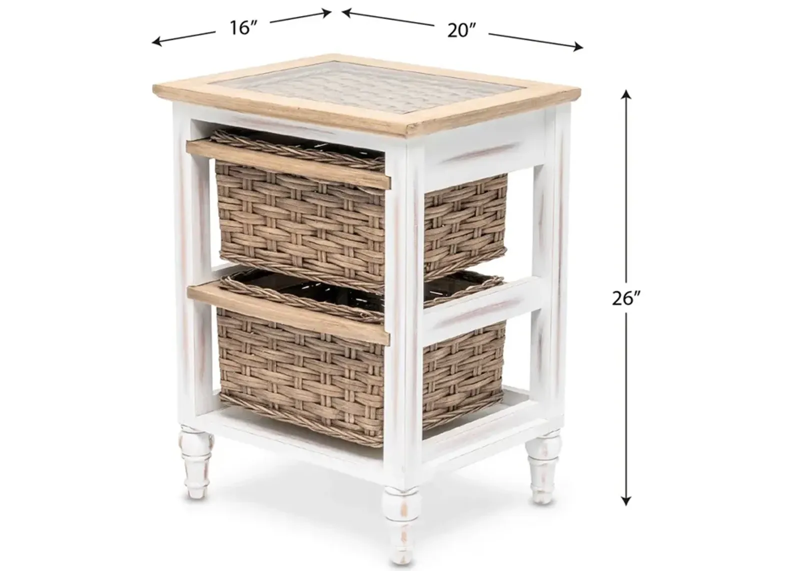 Seawinds Island Breeze 2-Basket Storage Cabinet Weathered Wood/White Finish