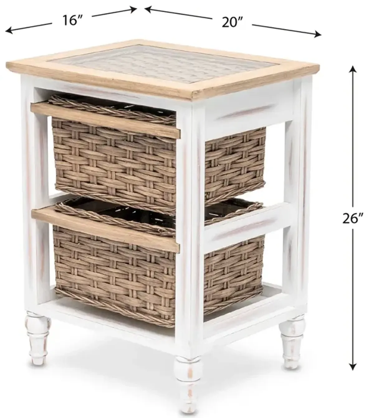 Seawinds Island Breeze 2-Basket Storage Cabinet Weathered Wood/White Finish