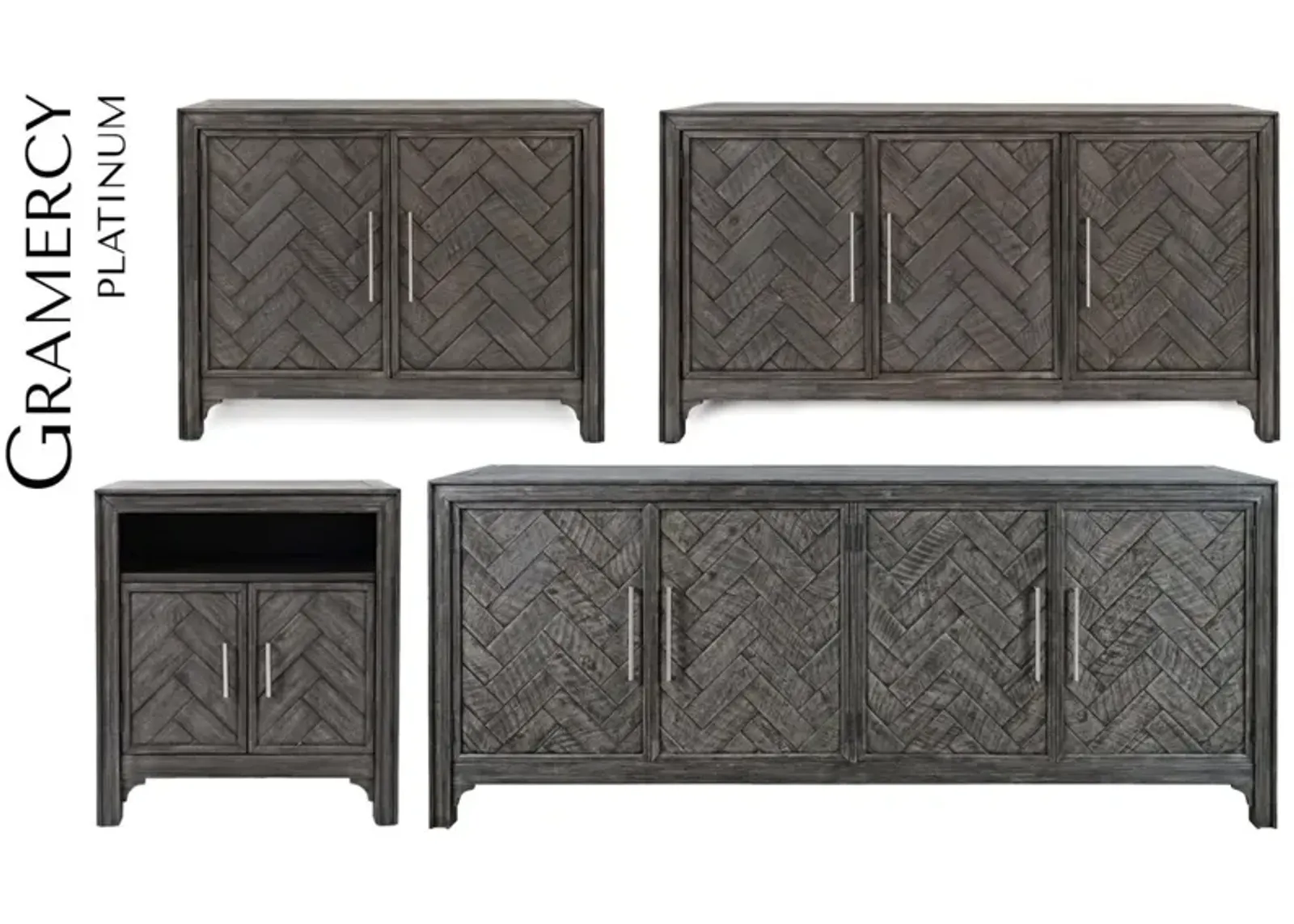 GRAMERCY 3 DOOR ACCENT CABINET PLATINUM