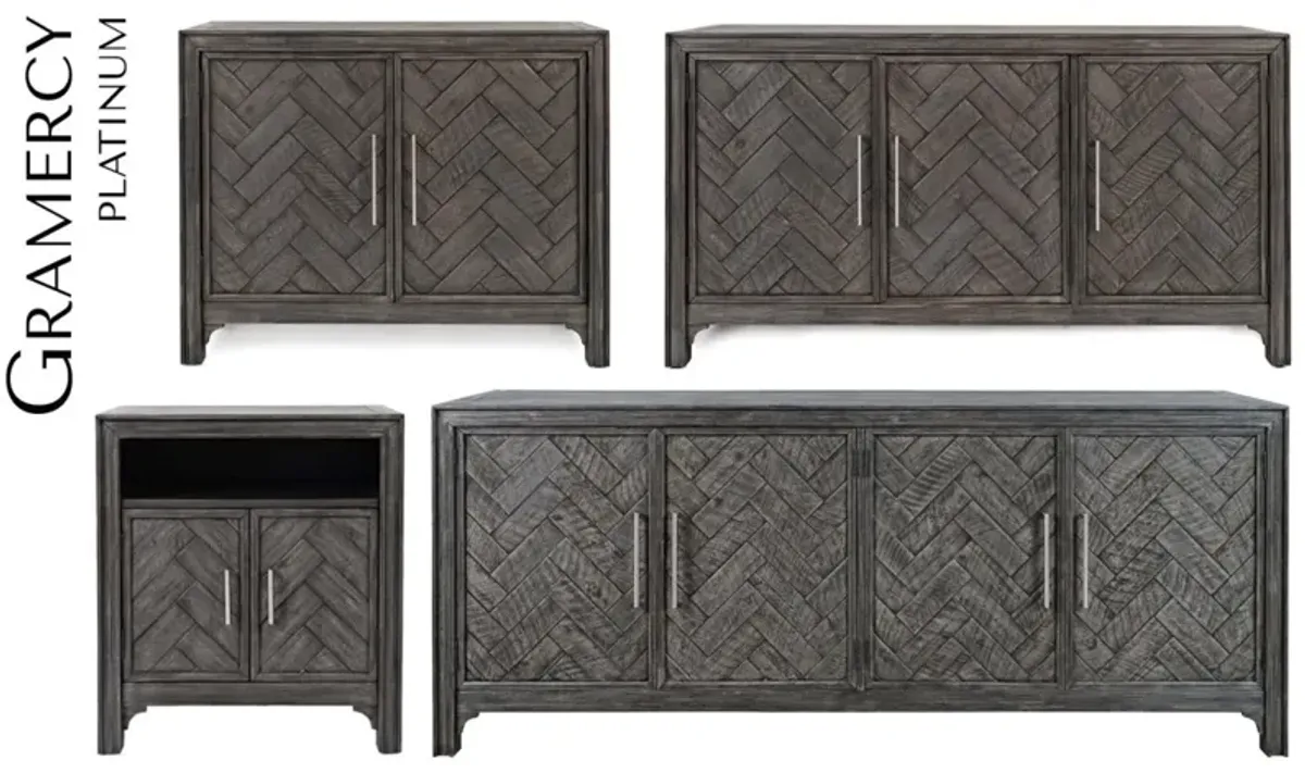 GRAMERCY 3 DOOR ACCENT CABINET PLATINUM