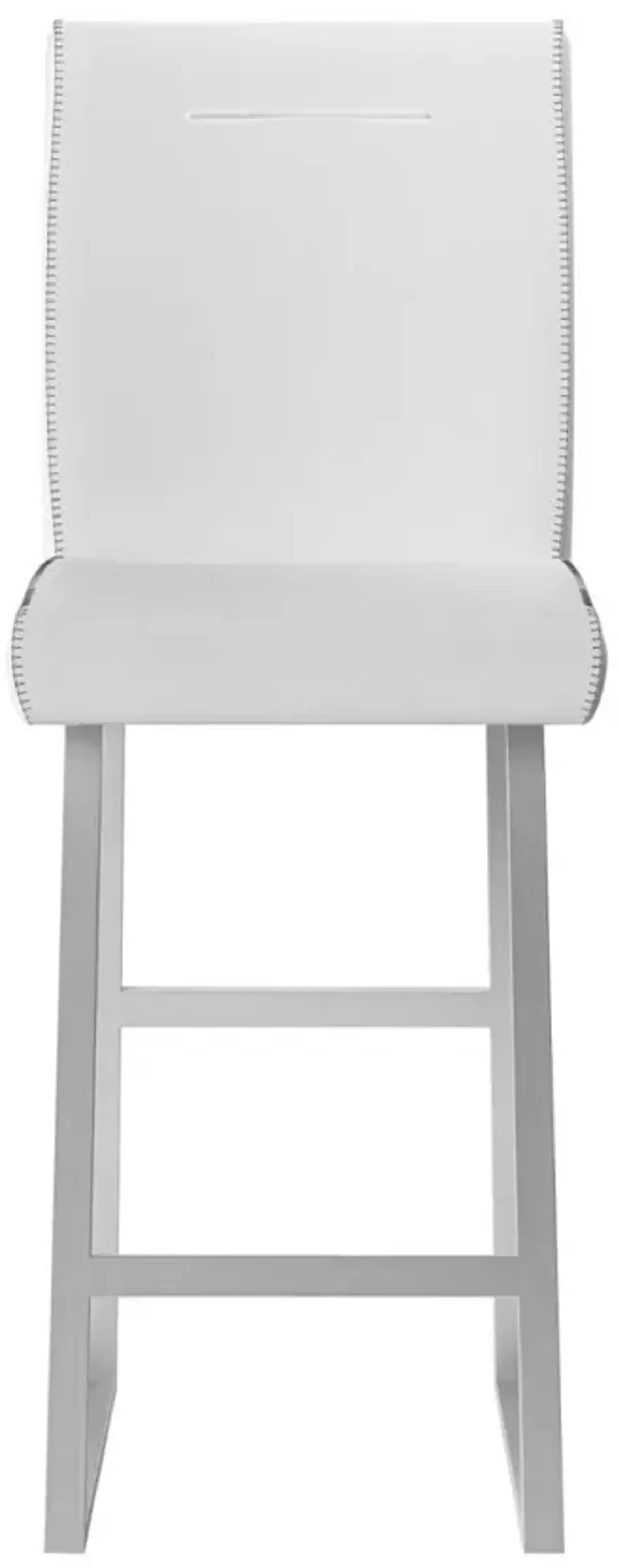 Chintaly Gwen White Contemporary Counter-Height Stool with Highlight Stitching