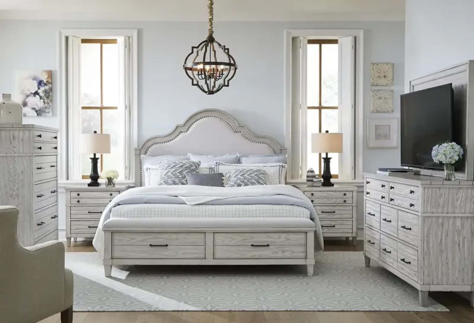 Legacy Classic Upholstered Panel Bed with Storage Footboard California King Belhaven