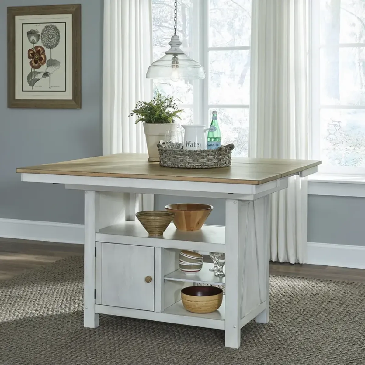 Liberty Furniture Weathered White & Sandstone Kitchen Island Lindsey Farm