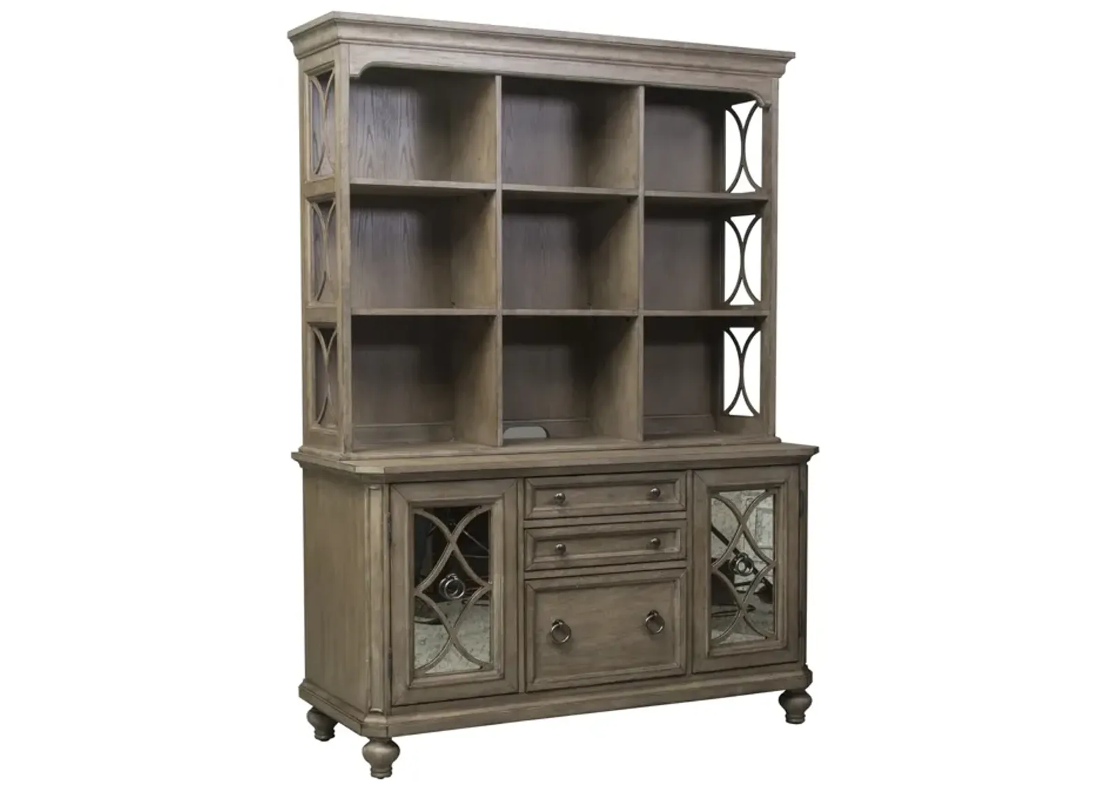 Liberty Furniture Simply Elegant 3-Piece Heathered Taupe Desk & Hutch Set