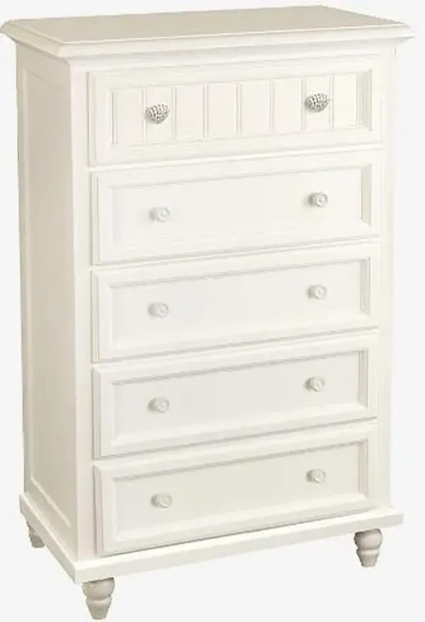 Madison Avenue Sea Haven White 5-Drawer Chest