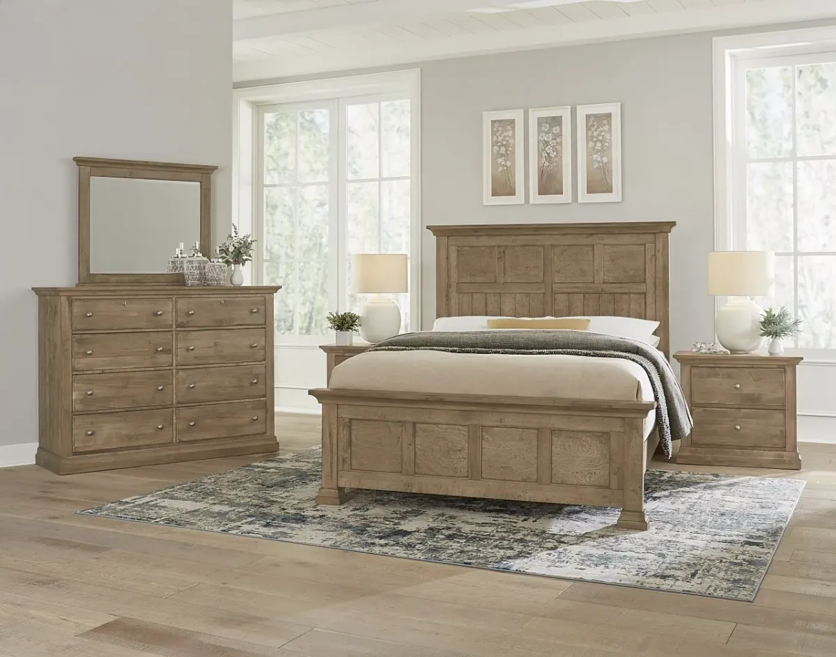 Vaughan-Bassett Carlisle Warm Natural Window Pane Queen Headboard