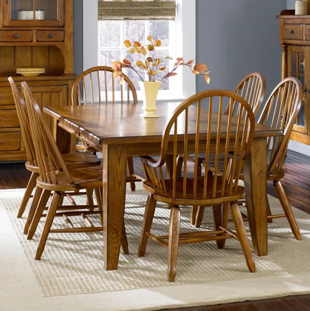 Liberty Furniture 7-Piece Rustic Oak Dining Table Set Treasures