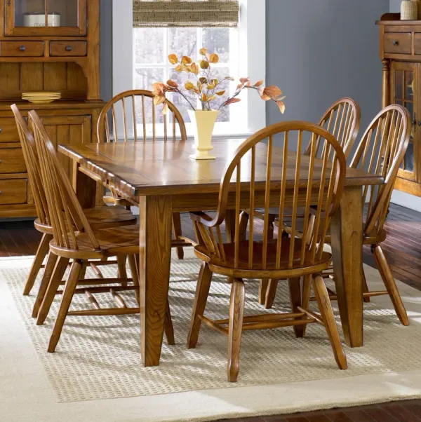 Liberty Furniture 7-Piece Rustic Oak Dining Table Set Treasures