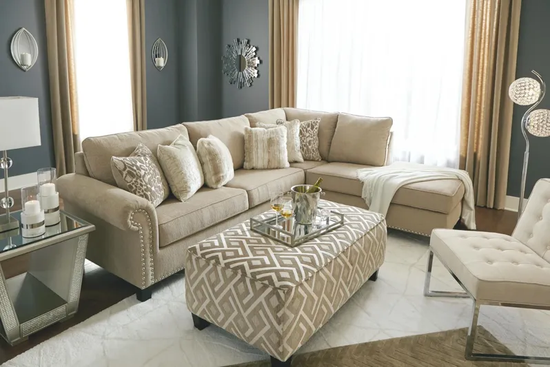 DOVEMONT 2-PIECE SECTIONAL WITH CHAISE PUTTY SIGNATURE DESIGN