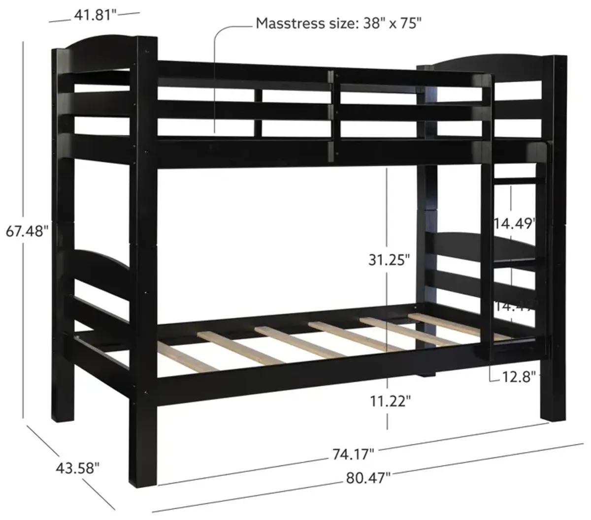 Powell Kids/Teens Levi Black Bunk Bed