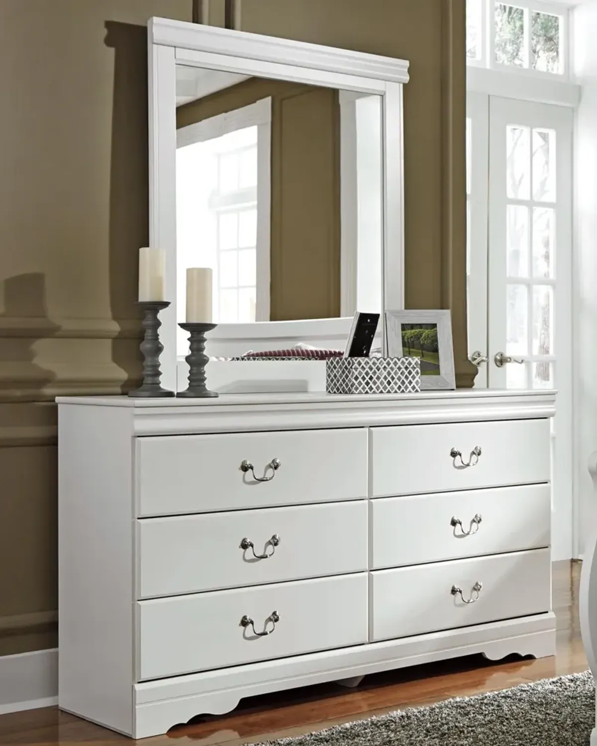 Ashley Anarasia White Dresser & Mirror