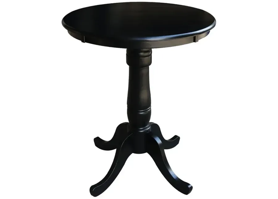 DINING ESSENTIALS 30" ROUND TABLE TOP WITH 36" TRADITIONAL PEDESTAL BASE WITH EXTENSION IN BLACK