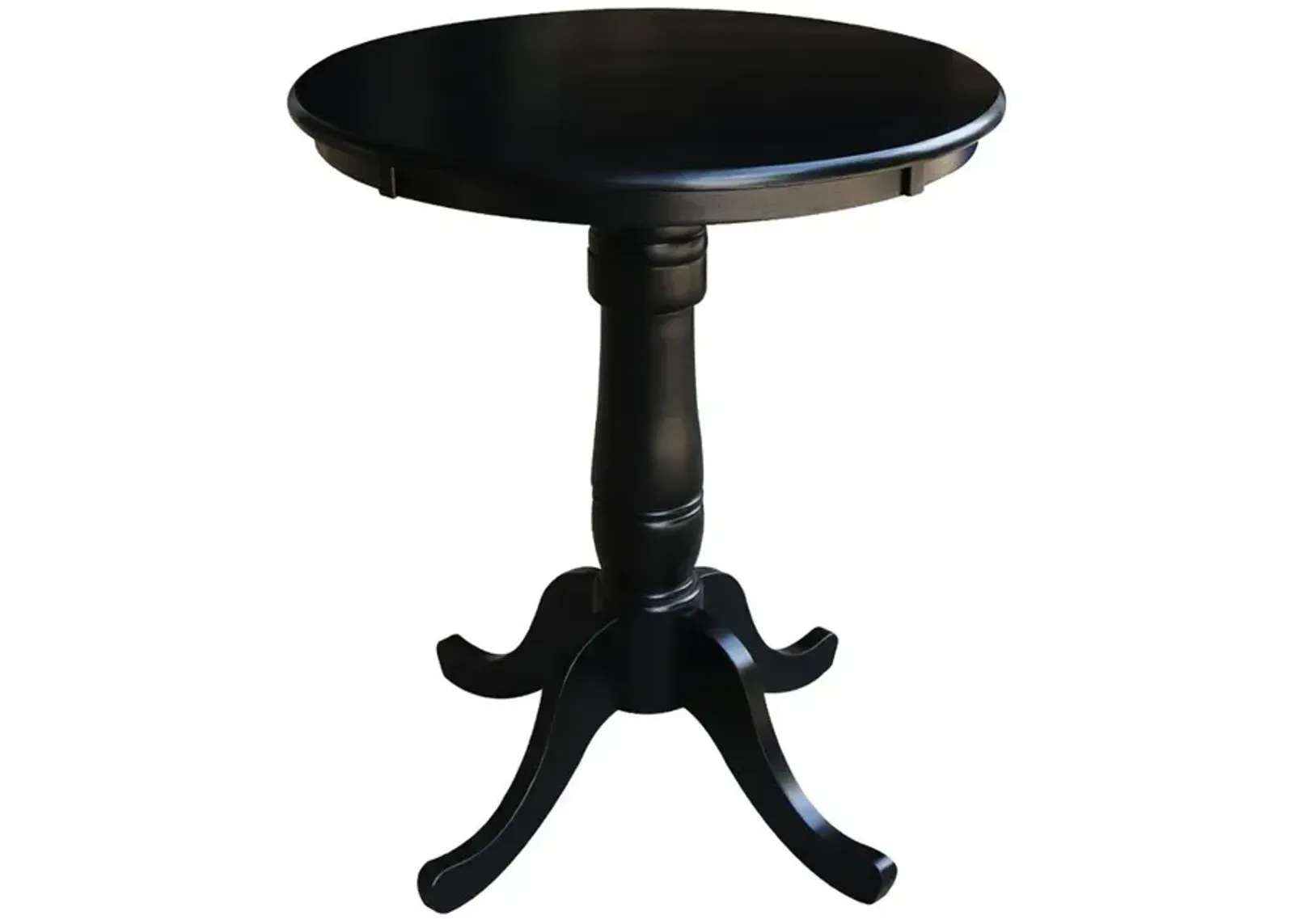 John Thomas Dining Essentials 30 Inch Round Table Top with 36 Inch Traditional Pedestal Base with Extension in Black