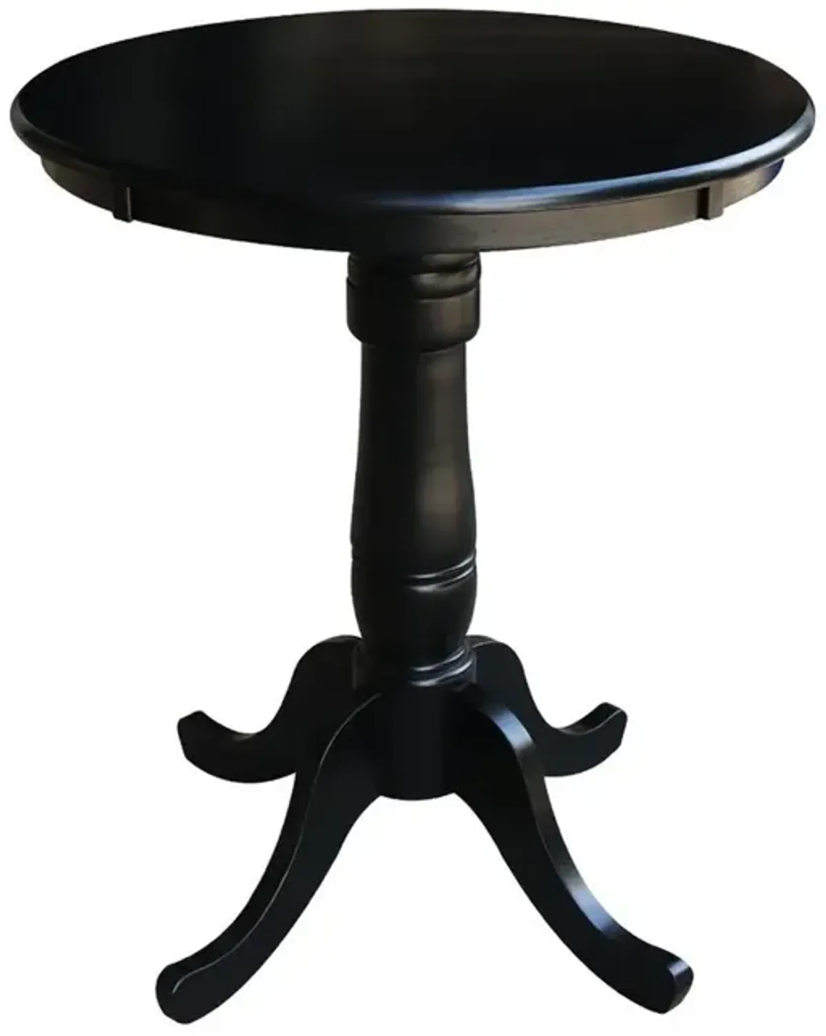 John Thomas Dining Essentials 30 Inch Round Table Top with 36 Inch Traditional Pedestal Base with Extension in Black