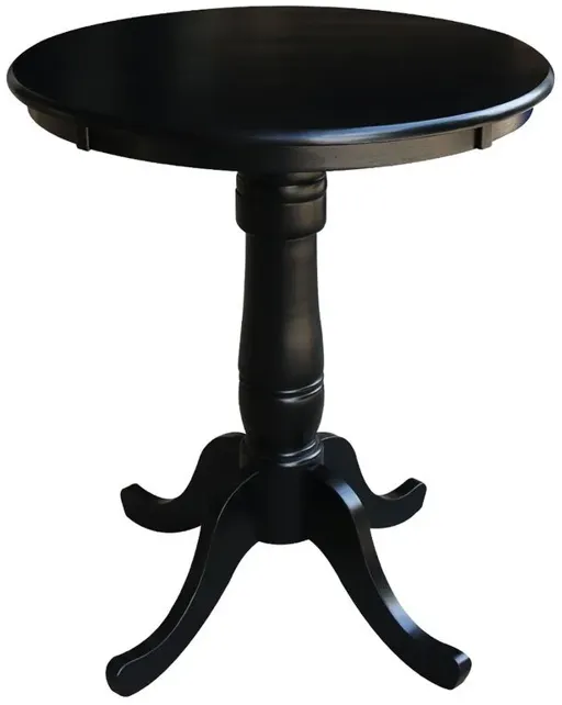 DINING ESSENTIALS 30" ROUND TABLE TOP WITH 36" TRADITIONAL PEDESTAL BASE WITH EXTENSION IN BLACK