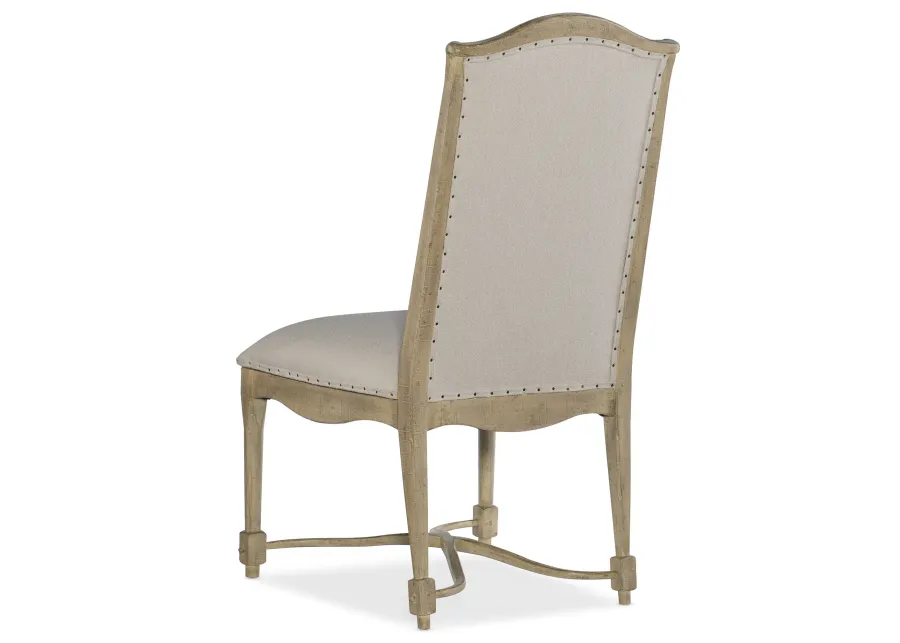 CIAO BELLA UPHOLSTERED BACK NATURAL FINISH SIDE CHAIR