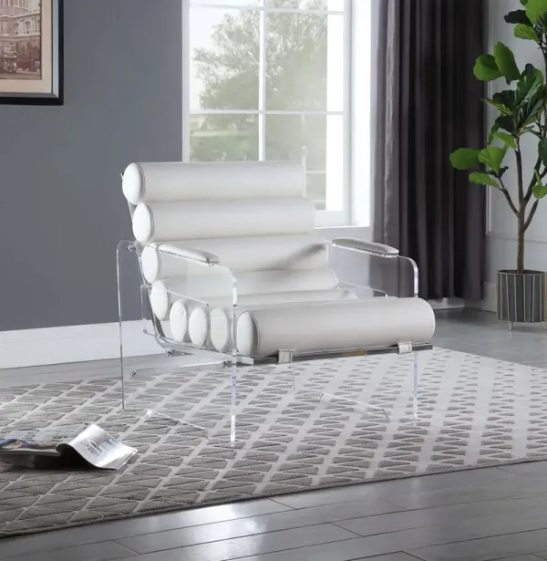 Chintaly White Contemporary Acrylic Frame Accent Chair