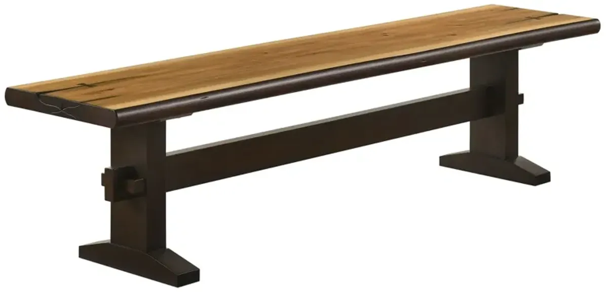 Coaster Bexley Wood Dining Bench Natural Honey & Smokey Black