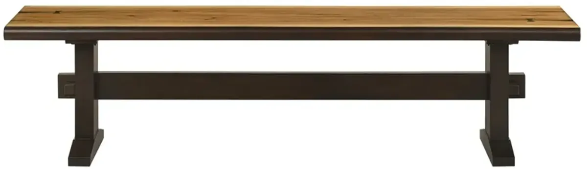 Coaster Bexley Wood Dining Bench Natural Honey & Smokey Black