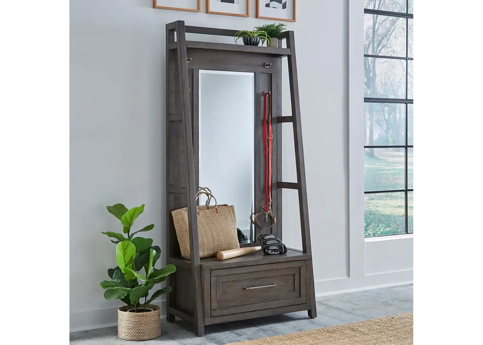 Liberty Furniture Modern Farmhouse 2-Piece Dusty Charcoal Hall Tree Set