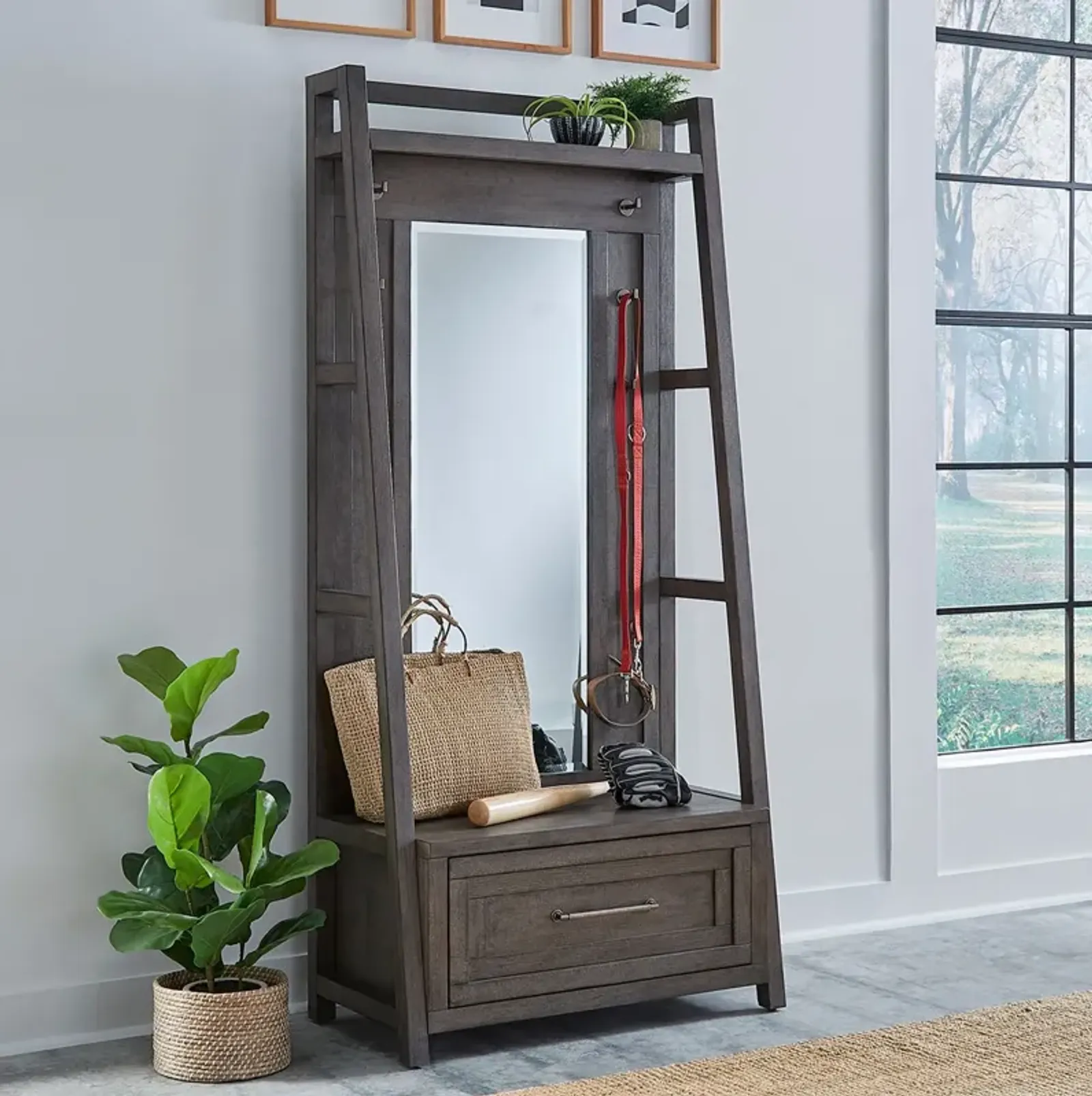 Liberty Furniture Modern Farmhouse 2-Piece Dusty Charcoal Hall Tree Set