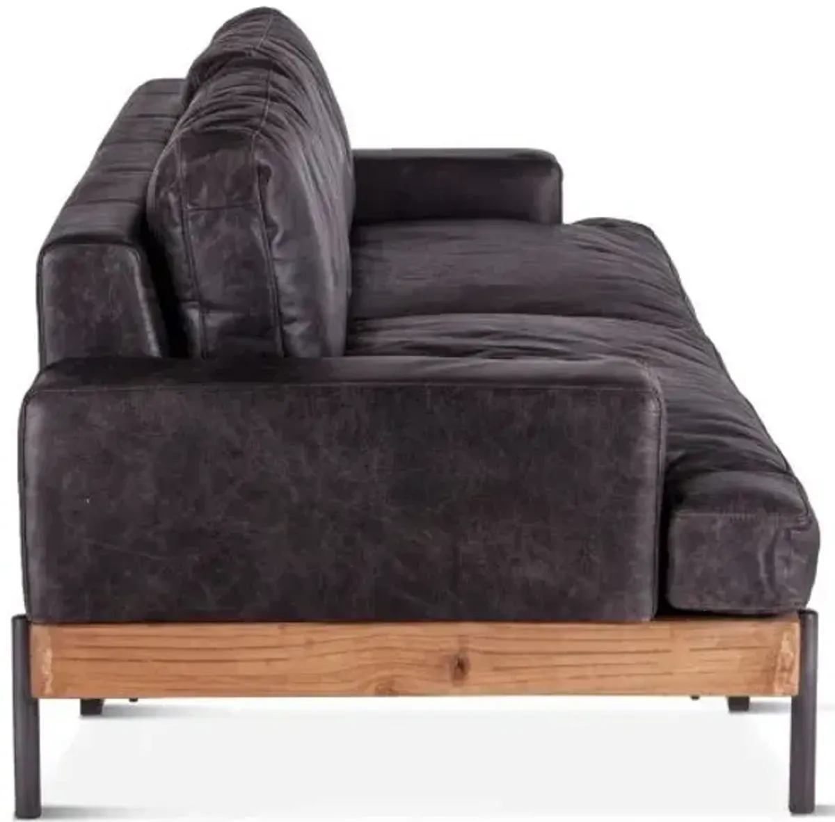 Home Trends Design Portofino Distressed Antique Ebony Leather Sofa
