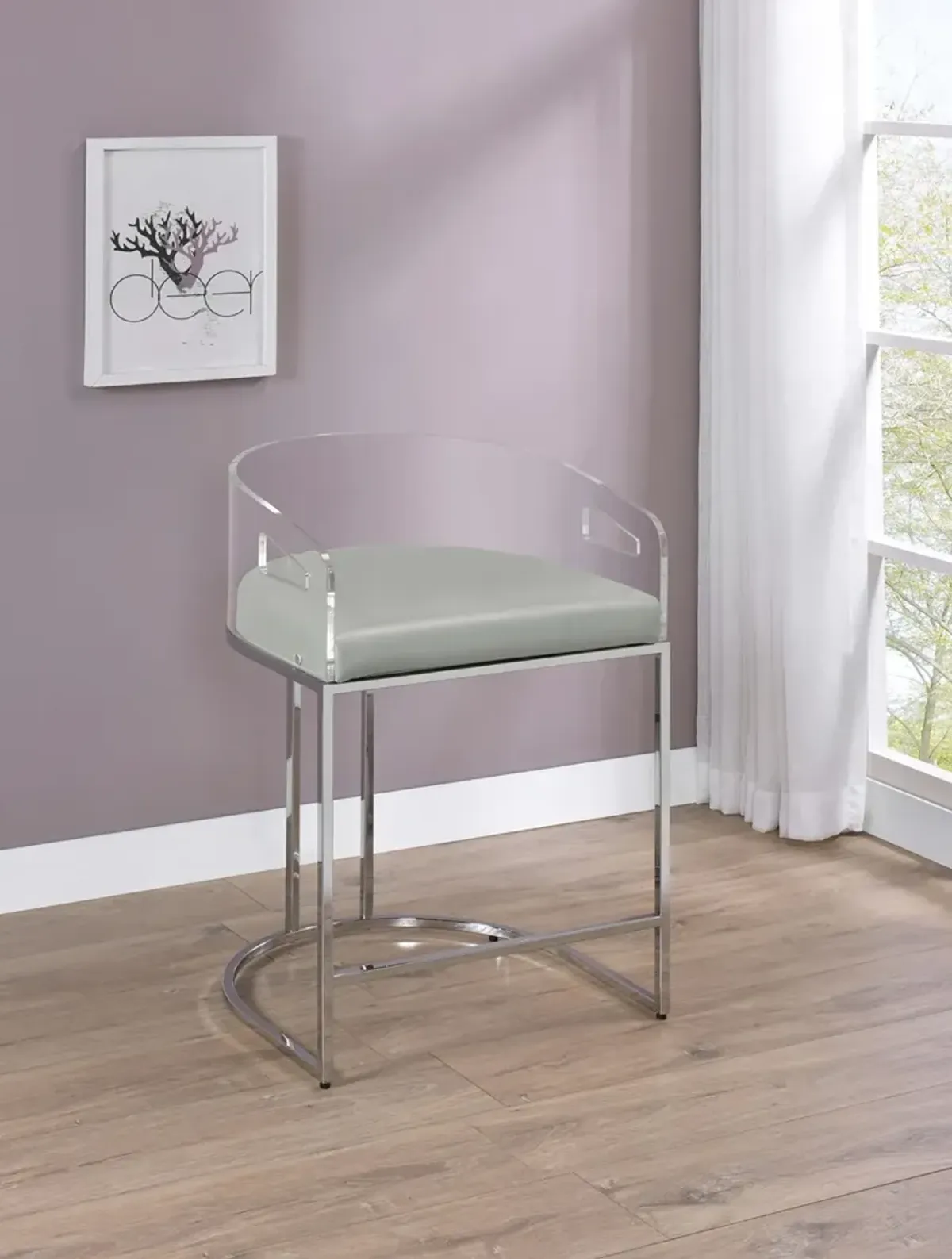 Coaster Thermosolis Clear Acrylic Counter Chair Chrome