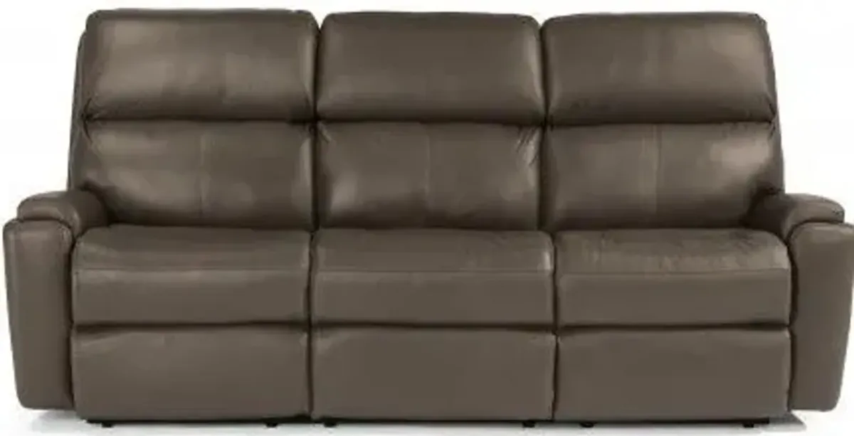 Flexsteel Rio Dark Stone Power Reclining Leather Sofa