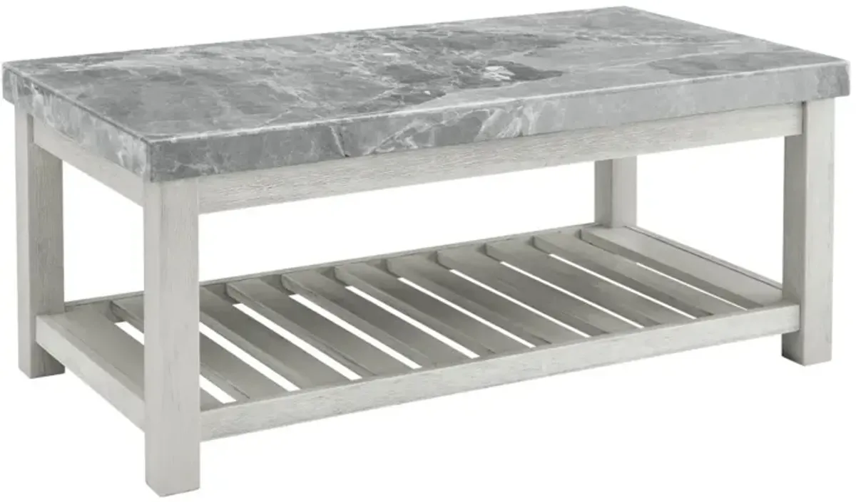 Steve Silver Canova Gray Marble Coffee Table In Cathedral White