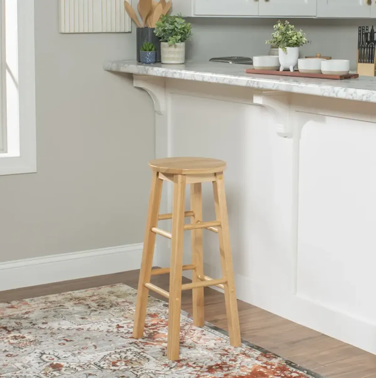 Linon 29 Inch Bar Stool with Round Seat