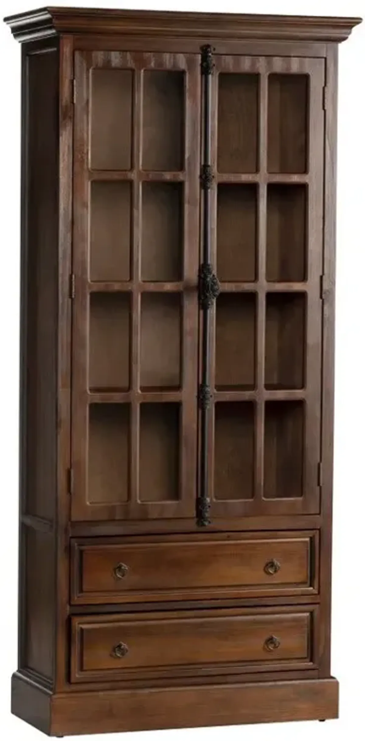 Crestview Hawthorne Estate Distressed Pecan Curio Cabinet