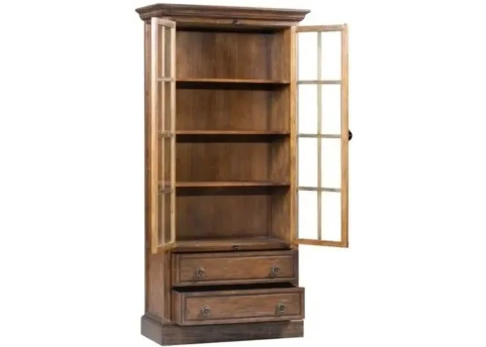 Crestview Hawthorne Estate Distressed Pecan Curio Cabinet