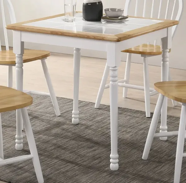Carlene Square 29 Inch Wood Tile Top Dining Table White